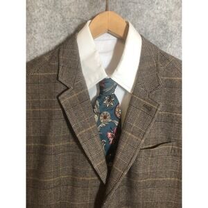 Jachs Tailoring Blazer 46R Brown Plaid Fabric Suit Coat Jacket Business Casual